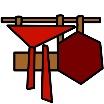 A red and bronxe-colored kohlinahr pendant medallion.
